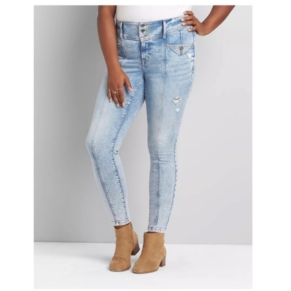 Lane Bryant Denim - LANE BRYANT 18 NWT High-Rise 3-Button Jegging Light Wash Womens Skinny Jeans